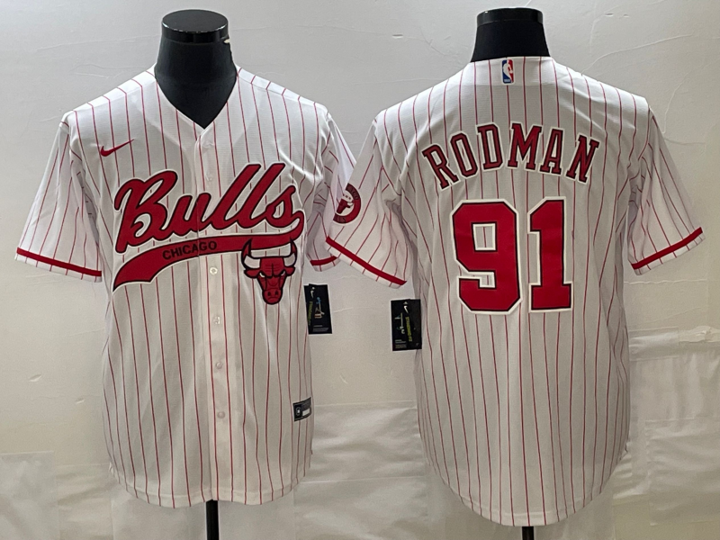 Men Chicago Bulls Blank #91 Rodman white Nike 2023 NBA Jerseys->chicago bulls->NBA Jersey